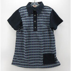 VGT Lane Mate Polo Shirt 34 70s Leisure Bowling Disco Mod AOP Medium